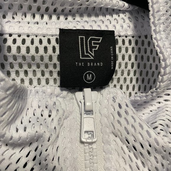 LF Track Jacket White Black Semi Sheer Mesh Netted Full Zip Size M. - Picture 2 of 9